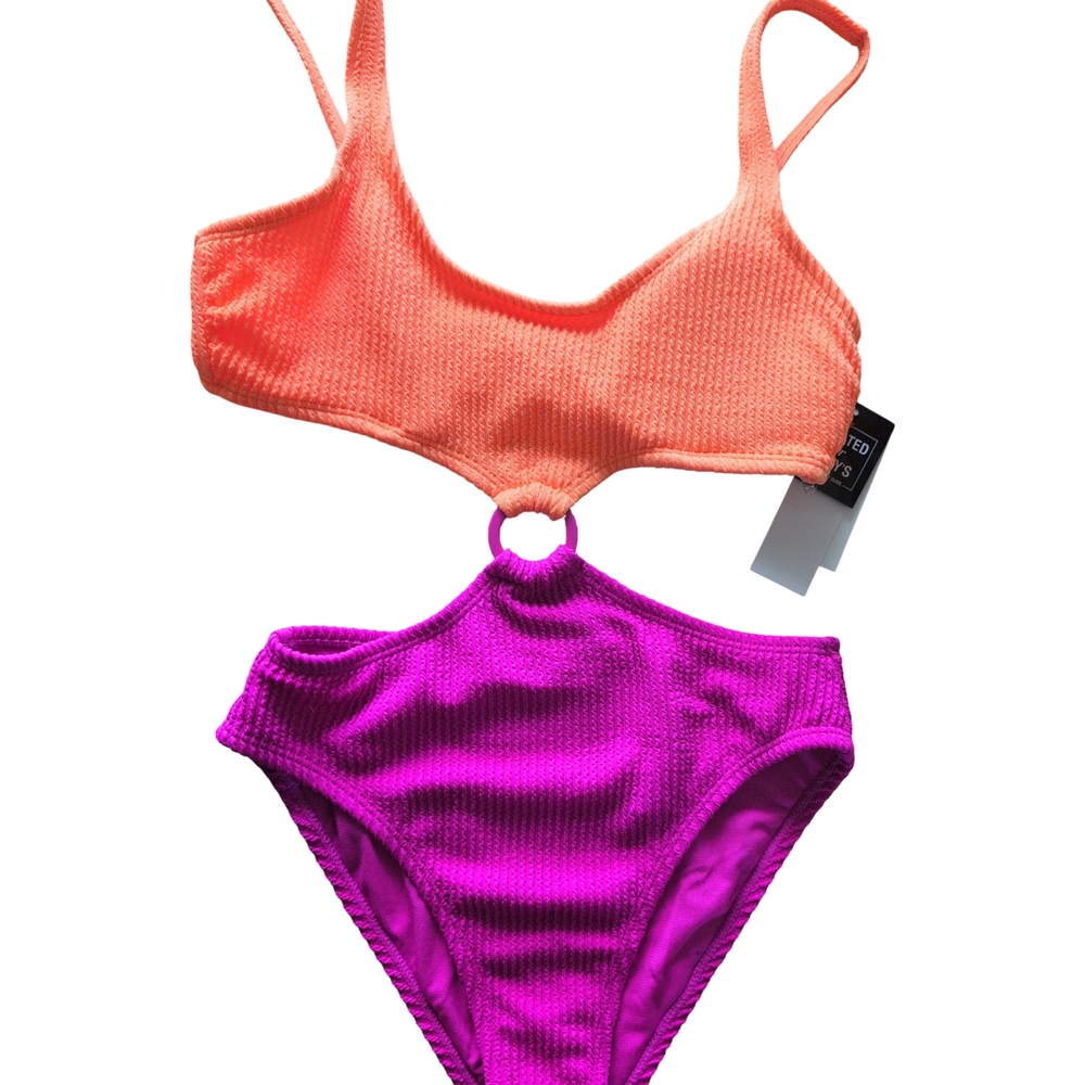 Salt + Cove Orange and Purple One Piece Swimsuit